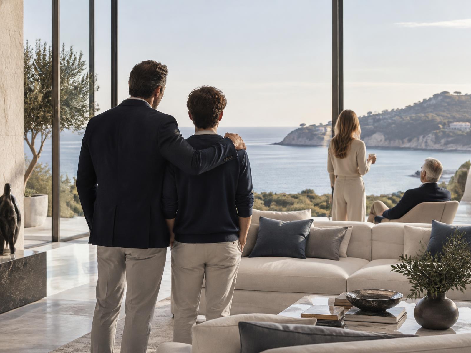 A family together in a private coastal residence